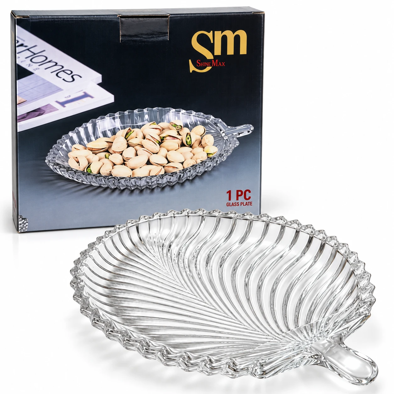 Premium Leaf-Shape Glass Serving Platter - view 2